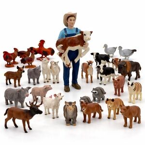 Safari Ltd Farmer Mike Animal Figures Lot Cows Chickens Elk Toys